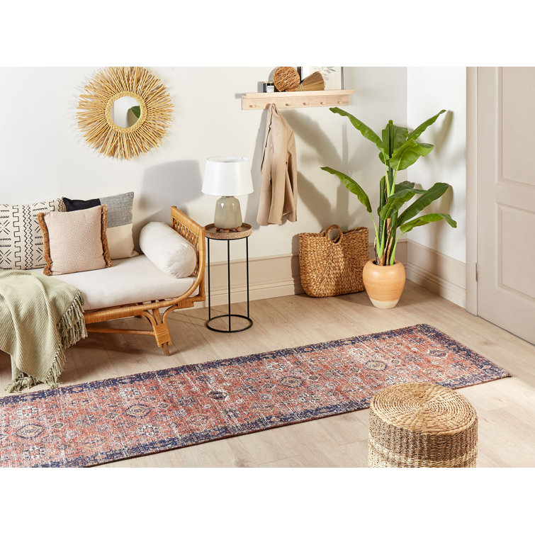 Latitude Vive Cotton Runner Rug 80 X 300 Cm Red And Blue KURIN